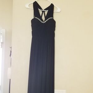 Full length black column gown